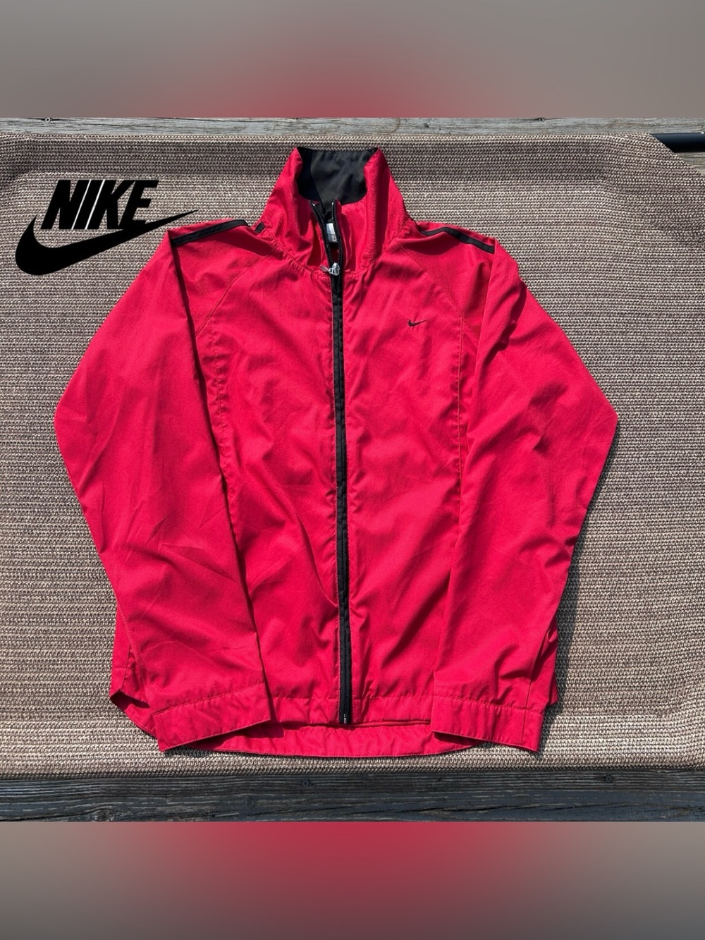 Vintage 2003 Nike Silver Tag Red Zip Up Windbreaker Jacket M 8-10 Retro